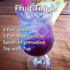 a purple drink with two straws in it and the words fruit single on top