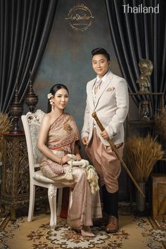 Thai Wedding Photoshoot, Thai Prewedding, Man Suit Photo, Dresses Bride, Traditional Thai Clothing, Thai Costume, Traditional Wedding Dress, Thai Wedding Dress, Wedding Photo Studio