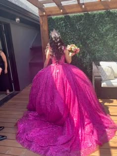 Quince Hot Pink, Dark Pink Quinceanera Dresses, Baby Pink Quince, 15th Birthday Dresses, 15th Birthday Decorations