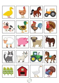 an image of farm animals and their names in the pictures on this page are free to print