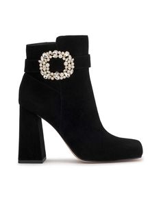 Product Description Embellished Buckle Bootie Product Details Heel Height: 3.7" Shaft Height: 6.3" Shaft Circumference: 10.6" Suede Imported Favorite Daughter, Platform Slippers, Maternity Shops, Designer Clothes For Men, Black 7, Autumn Fashion Women, Black Fits, Fashion Essentials, Womens Fall