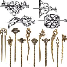 PRICES MAY VARY. What you get: comes with 4 pieces silver Celtic hair slide hairpins and 11 pieces vintage bronze hair sticks, a sufficient quantity and a variety of styles for you to choose from, can meet your daily hair accessories needs Reliable and durable: these silver Celtic hair slide hairpins and vintage bronze hair sticks are made of quality alloy, sturdy and durable, not easy to deform and break, and can be safely fixed and decorated with hair bun Exquisite design: these silver Celtic Celtic Hair, Bronze Hair, Chopstick Hair, Roman Jewelry, Viking Wedding, Viking Hair, Pin Hair, Jewelry Hair, Hair Slide