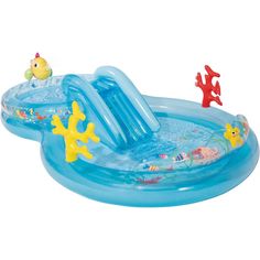 an inflatable swimming pool with water toys