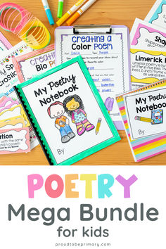 the poetry mega bundle for kids is full of activities and printables to help students learn