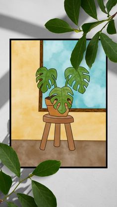 a potted plant sitting on top of a wooden table in front of a window