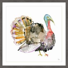 a watercolor painting of a turkey