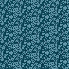 a blue flower pattern on a dark green background