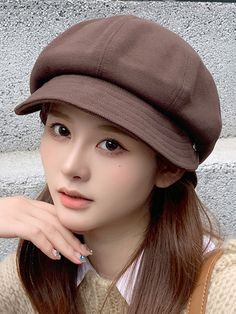 Dome Keep Warm Solid Color Sun-shade Beret Hat Brown Retro Beret For Fall, Retro Brown Beret For Fall, Casual Flat Cap Beret For Fall, Casual Beret Flat Cap For Fall, Casual Beige Beret, Spring Casual Flat Cap Beret, Casual Spring Beret Flat Cap, Casual Brown Brimmed Beret, Casual Adjustable Visor Beret