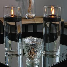 Richland Floating Candles 3" Black Set of 12 - Save-On-Crafts Black Candle Holders Wedding, Speakeasy Table, Black Candle Holders, Black Candle, Candle Holders Wedding, Golden Anniversary, 2025 Wedding, Floating Candles, Black Set