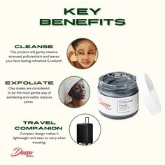 Our all-natural Detoxifying Charcoal Mask Eliminates oils, dirt and other impurities while visibly reducing the appearance of your pores. It gently cleanses stressed and polluted skin - and leaves your face feeling refreshed & radiant! Mask Drawing, Reduce Pores, Charcoal Mask, Clay Masks, Travel Beauty, Mask Design, Radiant Skin, Designs To Draw, Travel Size Products