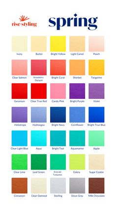 the color chart for spring with different colors