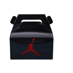 a black box with a red jordan logo on it