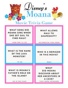 disney's moan movie trivia game with the words, what is the name? and