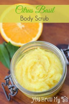 This Citrus Basil Body Scrub is a great DIY refreshing shower scrub! Body Scrub Homemade Recipes, Body Scrub Recipe, My Tea