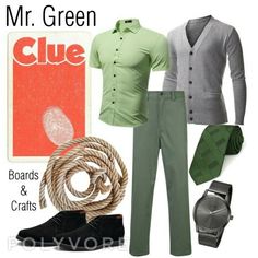 an image of a man's green outfit and accessories