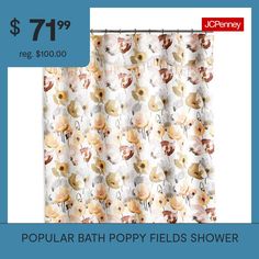 a shower curtain with flowers on it for $ 7 99 reg $ 11 00 reg $ 10