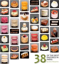 there are many different types of pastries on this page, including cakes and desserts