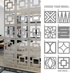 an image of a room divider that is cut into squares and rectangles