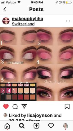 Pink Makeup Tutorial Step By Step, Brown And Pink Eyeshadow Looks, Pink Eyeshadow Looks Step By Step, Huda Eyeshadow, Maquillage Yeux Cut Crease, Eye Makeup Images, Eye Makeup Application, Drag Make-up