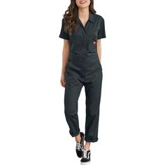 We appreciate the workwear-inspired design of the Flex Short-Sleeve Coverall from Dickies because the cotton-poly fabric is both durable and comfortable. Dickies Jumpsuit, Dickies Coveralls, Mechanic Jumpsuit, Curvy Pants, Dickies Women, Fitted Jumpsuit, Plus Size Pants, Street Outfit, Clothing Size Chart