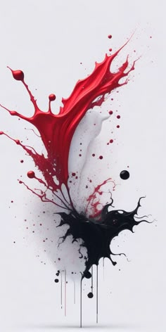 red and black paint splattered on top of each other