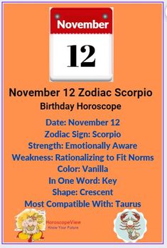 an orange and white sign with the date for zodiac scorpios on it