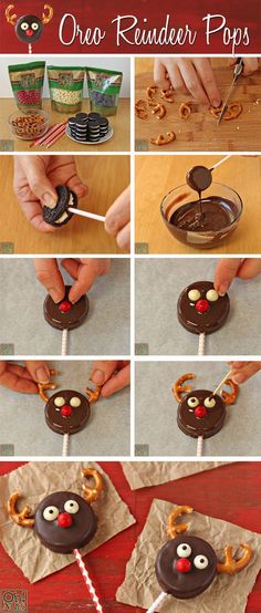 how to make an adorable reindeer pretzel pops with chocolate and pretzels