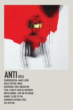 the poster for anti's upcoming show, featuring an image of a woman in red