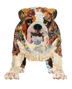 Brenda Bogart Bulldog Collage English Bulldog Art, 3d Collage, Deco Jungle, Graphic Wall Art, Bulldog Art, Dog Wall Art, Collage Frames, Original Collage, 3d Warehouse