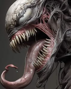 an alien creature with large teeth and sharp fangs