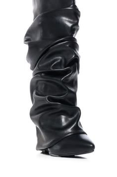 **FINAL SALE - NO EXCHANGES OR RETURNS** Step out in style with the ZUMMA-Black Wedge Boot. Crafted from luxurious black faux leather, this timeless pointed toe boot features a contemporary ruched fold over silhouette and chic wedge heel. An elegant wardrobe staple, perfect for elevating any look! Mid Calf Shaft Wedge Heel 14” Shaft Height 17.5" Shaft Circumference 3.75” Heel Height Wedge Boots Outfit, Elegant Wardrobe, Black Flat Boots, Black Wedge Boots, Fold Over Boots, Pretty Shoes Sneakers, Wedge Heel Boots, Azalea Wang, Girly Shoes