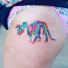 🦕🦖🦕🦖🦕#ziheetattoo #dinosaur Funky Tattoos, Cartoon Character Tattoos, Kawaii Tattoo, Badass Tattoos, Time Tattoos