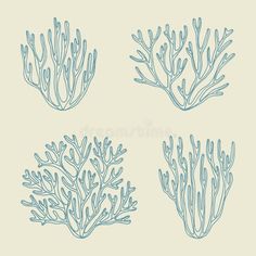 four blue corals on a white background royalty illustration