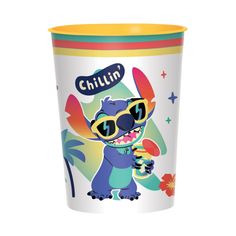 a plastic cup with a cartoon character on it