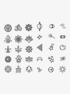 the different types of symbols are shown in black and white on a light gray background