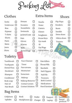 the packing list is shown in this printable