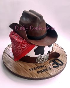 a cake made to look like a cowboy's hat