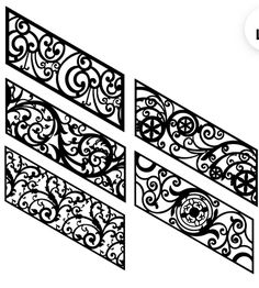 the four different types of decorative ironwork designs are shown in black on a white background