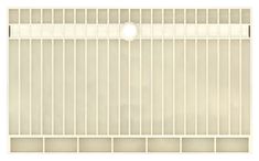 a white metal grill door with bars on the bottom and sides, in front of a white background