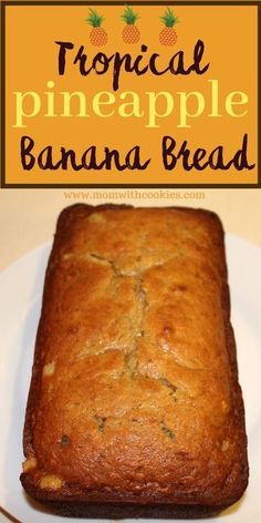 a close up of a banana bread on a plate