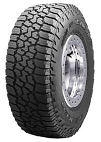 an all terrain tire on a white background