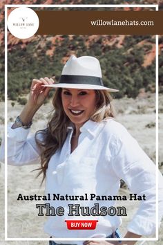 The Austral Hats White Panama Hat - The off-white 100% Toquilla Straw is handwoven with a smooth-to-the-touch finish. Mens Straw Hats