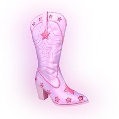 For Your Pink Pony Club Era Features Glittering Shining Stars, Star Embroidered, Iridescent Thread Embroidery, Vegan Leather,Rubber Soles, And Glitter Lining. Zipper Up The Back Of The Boot Makes These Super Wide Calf Friendly! Brand New, Never Worn, No Box Sizing: These Are A 7 But Fit A 7.5 Inktober Prompts, Aliyah Core, Cybercore Y2k, Yru Shoes, Pink Pony Club, Pink Cowboy Boots, Core Outfits, Star Pearl, Love U Mom