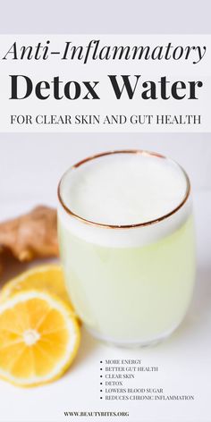 A quick recipe for anti-inflammatory detox water that can greatly improve your skin, gut health and help you lose weight long-term. Detox Water For Clear Skin, Eat Natural, Inflammation Diet Recipes, Anti Inflammation Recipes, Inflammation Diet, Inflammatory Foods, Detox Water, Health Drink, Detox Recipes