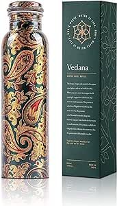 VEDANA Premium Ayurvedic Pure Copper Water Bottle | Leak Proof 1 Liter Copper Vessel for Drinking Water | Great Water Bottle for Sports, Yoga & Everyday Use Housewarming Party Favors, Morning Water, Copper Water Bottle, Benefits Of Drinking Water, Ayurvedic Practitioner, Copper Vessel, Ayurvedic Medicine, Sports Water, Yoga Everyday