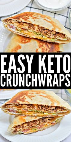 easy keto crunchwraps on a white plate