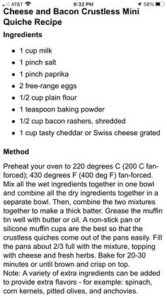 the recipe is shown with instructions for how to make it