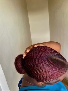 4c Burgundy Hair, Burgundy Ponytail Black Women, Low Bun On Natural Hair, Low Bun Natural Hair, Ponytails Ideas, Bun On Natural Hair, Hairstyles Afro