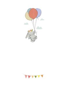 an elephant is flying with balloons in the sky