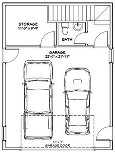 the floor plan for a garage with two cars